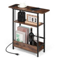 Narrow End Table with USB-C Charging Station - 3-Tier Slim Side Table - USB-C Model
