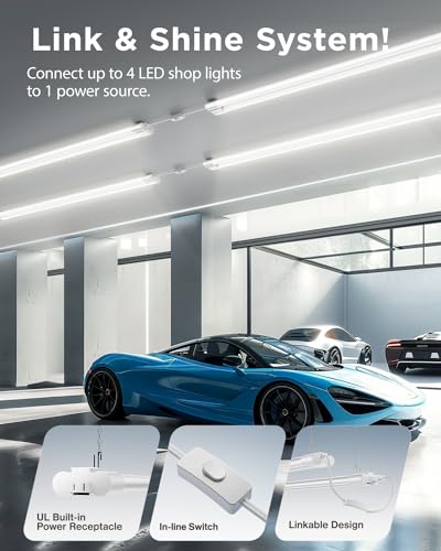 Sunco 10 Pack 4ft LED Shop Lights Linkable White 40W (150W Equivalent) - Commercial Grade, Frosted Cover, Easy Install