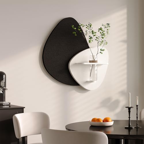 24x24 Black and White 3D Textured Wall Art with Shelf and Vase - E Variation