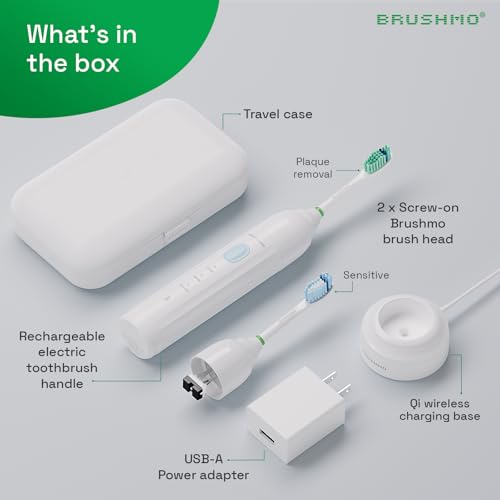 Rechargeable Electric Toothbrush with 3 Modes & 2 Brush Heads - Waterproof & Travel Case