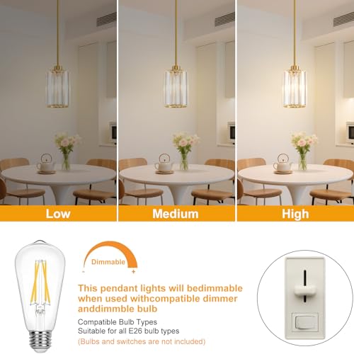 YUEXCDShome 2 Pack Brushed Gold Modern Pendant Lights for Kitchen Island No Assembly
