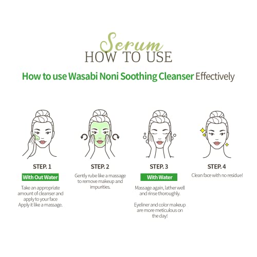 miss dragon Wasabi Noni Soothing Cleanser (3.38 fl.oz.) ? pH 5.5 Gentle Gel Cleanser for Sensitive & Oily Skin, Vegan Korean Facial Cleanser