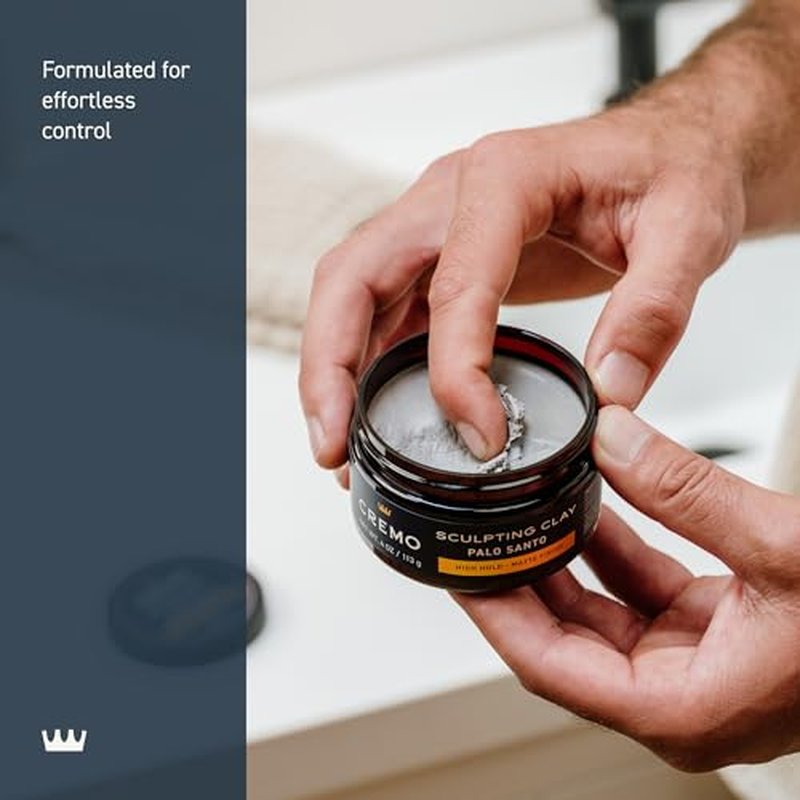 Cremo Premium Barber Grade Hair Styling Palo Santo (Reserve Collection) Sculpting Clay, High Hold, Matte Finsh, 4 Oz