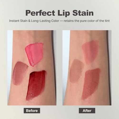 DINTO Blur-Glowy Lip Tint - Glossy Finish, Hydrating, Long Lasting, Lightweight Texture, Non-Sticky, Vegan & Cruelty-Free, K beauty (217 Pax Romana, 0.11 fl.oz) (30 colors)