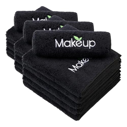 Orighty Black Microfiber Makeup Remover Cloths - 13x13 Inch, Pack of 18