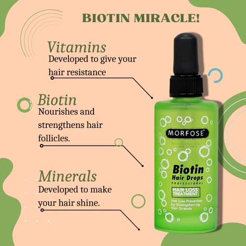 Morfose Biotin Hair Drop - Nourishing Hair Growth & Strengthening for All Hair Types (3.38 Fl Oz)