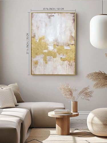Zessonic Gold & Neutral Abstract Hand-Applied Wall Art 20x28 (2 Panels) Gold Diptych, Framed