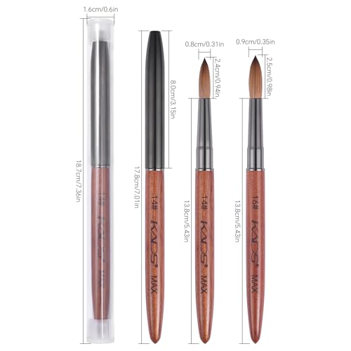 KADS Upgrade Acrylic Nail Brush Pure Kolinsky Hair Acrylic Round Shaped Supermarket Standard (14#+16#)