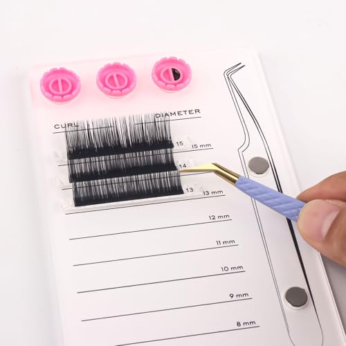 Acrylic Eyelash Extension Pallet Kits, Grafting False Eyelash Organizer Extension Pad Lash Tray,Magnetic Tweezer Holder - Durable Eyelash Extension Storage Organizer (White Sets)
