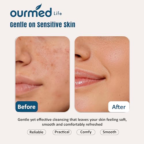 Ourmed Life Disposable Face Towels Pack of 3 (60 Count per Pack), Soft & Reusable 10x7.9 in for Sensitive Skin