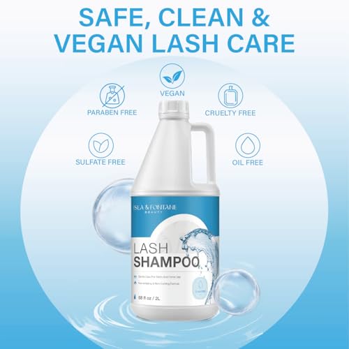 ISLA & FONTANE Lash Shampoo Bulk ? Multi-Scent Series ? 68 fl oz / 2L | Gentle Eyelash Cleanser for Lash Extensions | Non-Irritating | Professional Lash Bath Foam For Salon And Home Use (Unscented)
