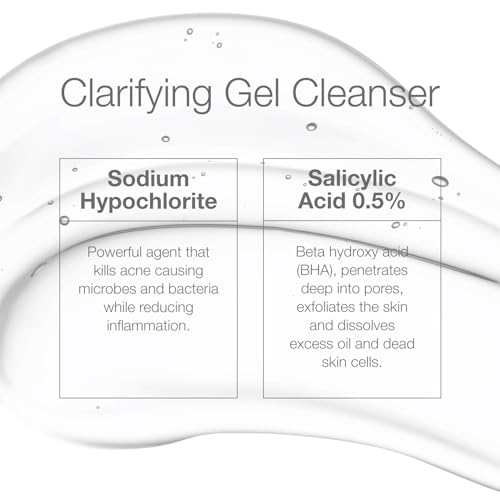 CLn¢ç Acne Cleanser-The Only Cleanser with 0.5% Salicylic Acid Preserved with Sodium Hypochlorite for Clarifying Skin from Blackheads & Breakouts, Oil-Free & Fragrance-Free, 8 fl oz