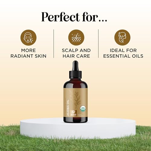 Organic Jojoba Oil Cold-Pressed 100% Pure Carrier Oil for Skin Hair Nails - Maple Holistics