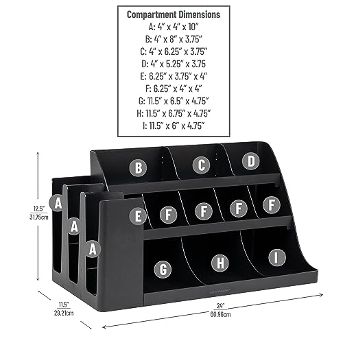 Mind Reader Black Large 14-Compartment Coffee & Condiment Organizer