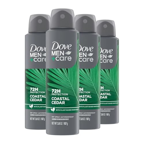 Dove Men+Care Coastal Cedar Dry Spray Antiperspirant - 4 Pack, 72H Odor & Sweat Protection