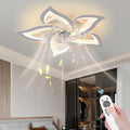 Bevenus White Modern Flower Ceiling Fan with Lights, Dimmable Remote & App Control
