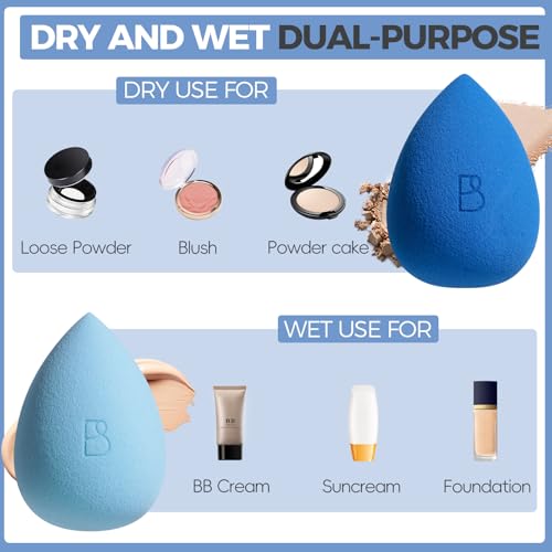 BS-MALL Makeup Brush Set with 2 Sponges - Professional Foundation & Eye Brushes