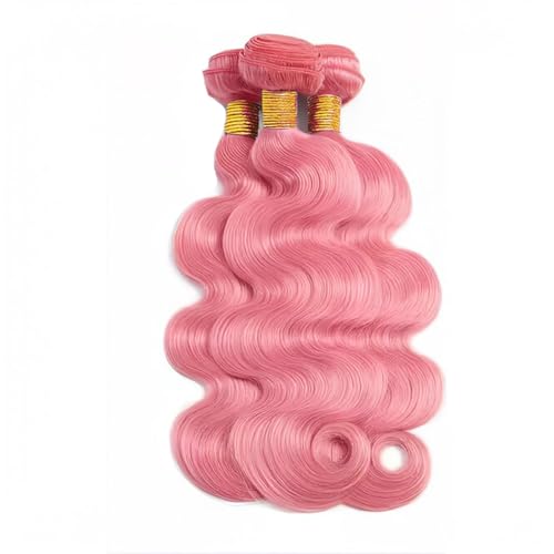 Pink Body Wave Human Hair Bundles - 3 Pack 10-14 Inch Brazilian Virgin Hair