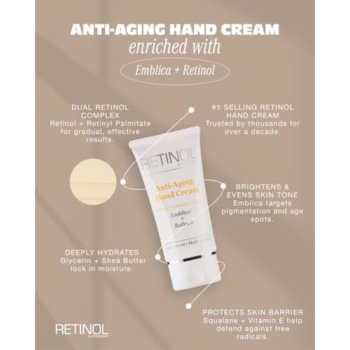 Robanda Retinol Anti-Aging Hand Cream - Hydrating & Moisturizing Hand Lotion with Anti-Aging Formula to Help Prevent Wrinkles & Reduce Fine Lines, 3 oz, 2 pack