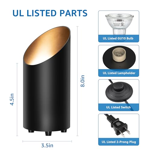 Black 5W Indoor Floor Uplight with GU10 Bulb - 4 Pack