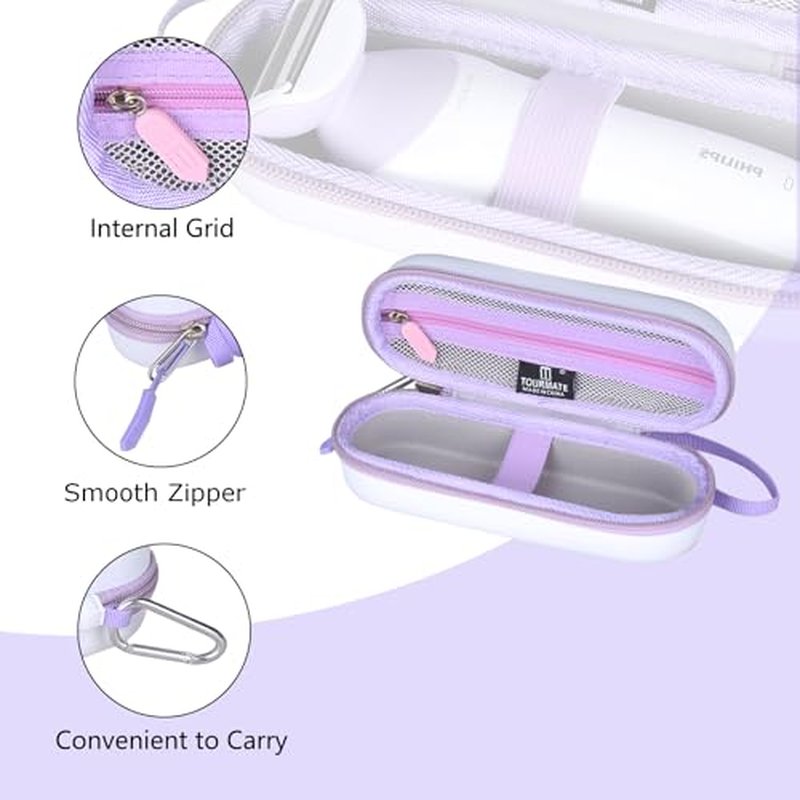 Hard Storage Case for Philips Beauty Shaver,Travel Case for Lady Electric Shaver Series 6000 (Only Case) (PU, White + Purple)