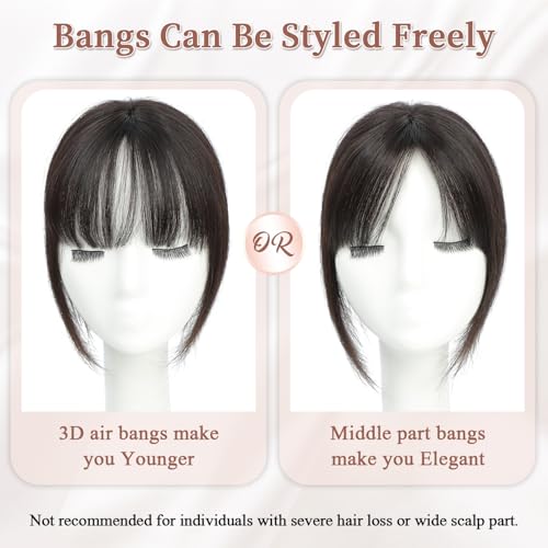 10 Inch Hair Topper for Women - Real Human Hair with Bangs - Black - Molefi