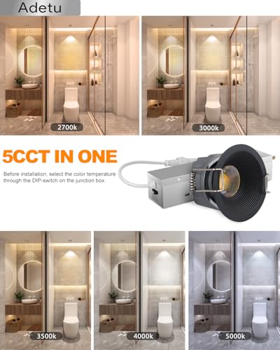 Black 2 Inch LED Recessed Ceiling Light 8W Dimmable COB 5CCT Pack of 6