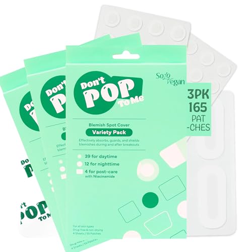 SoloVegan 165pcs Acne Patches Set - Invisible Hydrocolloid Spot Cover & Blemish Treatment