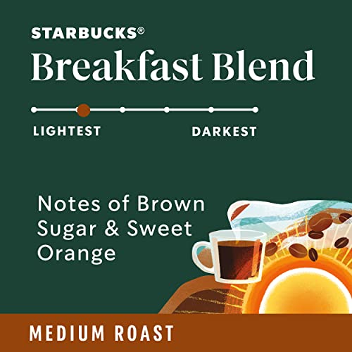 Starbucks Breakfast Blend K-Cup Coffee Pods - 24 Count (Pack of 4) - Medium Roast, Hot or Iced Coffee