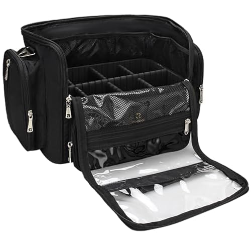 TANTO Makeup Brush Bag, Extra Large Makeup Case Professional Makeup Artist Bag Stand-up Cosmetic Bag Travel Makeup Brush Case with Shoulder Strap and Adjustable Divider