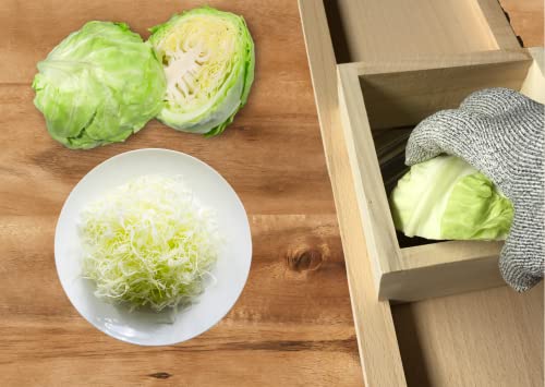 Wooden Mandoline Slicer for Sauerkraut & Coleslaw with Cut-Resistant Glove - Polish Handmade