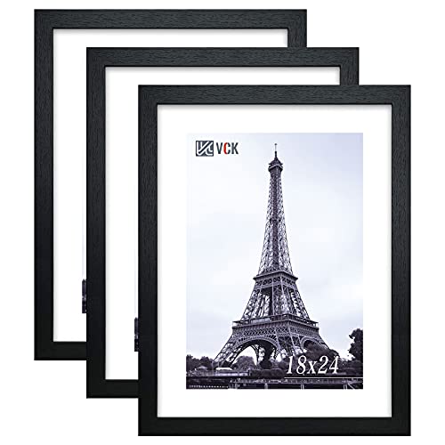 Black 18x24 Wall Poster Frames Set of 3 - Solid Wood Picture Frames