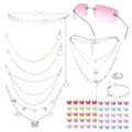 Fourluoo 60 Pcs Y2K Accessories Set for Women - Gradient Pink & Silver Variations