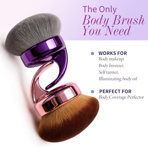 Blend & Blur Ultra Large Body Makeup Brush For Self Tanner, 5.11inch Wide-headed Kabuki Brush, Leg Makeup &Bronzer Self Tan Applicator Provides Effortless Pretty Finish, Blending Applicator- Rose Gold