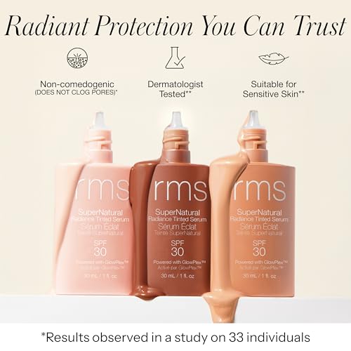 RMS Beauty Supernatural Radiance Serum SPF 30 - Lightweight Hydrating Facial Sunscreen with Antioxidants, Natural Glow Enhancer, Broad Spectrum UVA/UVB, 1 oz