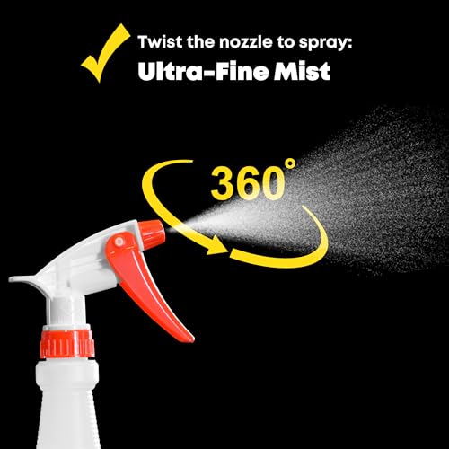Commercial-Grade 16 oz Spray Bottles with Dilution Ratios, Ounces & Milliliters, Made in USA, Great for Cleaning, Essential Oils, Hair, Plants, BBQ (4-Pack)