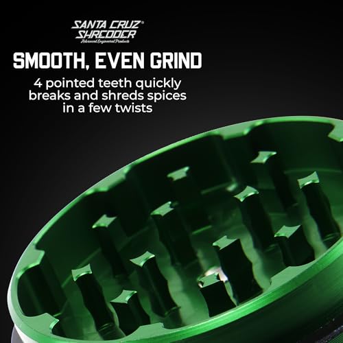 Large Green Herb and Spice Grinder - Made in USA, Fluffy Grind, Durable Aluminum