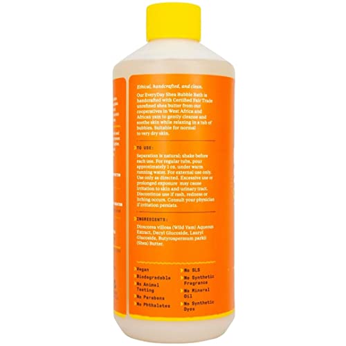 Alaffia Everyday Shea Bubble Bath, Soothing Support for Deep Relaxation and Soft Moisturized Skin, Made with Fair Trade Shea Butter, Cruelty Free, No Parabens, Vegan, Unscented, 16 Fl Oz