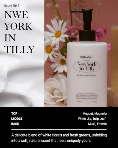 BiBiANG Floral Lily Body Lotion - Hydrating Korean Moisturizer with Shea & Jojoba Oil - 10.82 fl oz