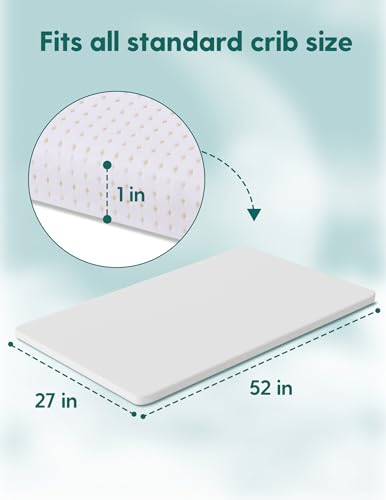 Babelio Machine Washable Crib Mattress Topper - Stratus Variant, Soft Silicone Foam