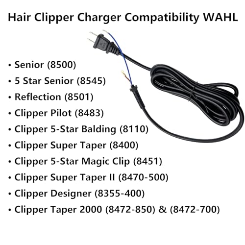 00647-500 Clipper Cord for Wahl (NEW Style - Check Wires at End of Cord) 647-500 Hair Clipper Cord Five Star Sr, Senior, SuperTaper, Designer, Balding, Magic Clip