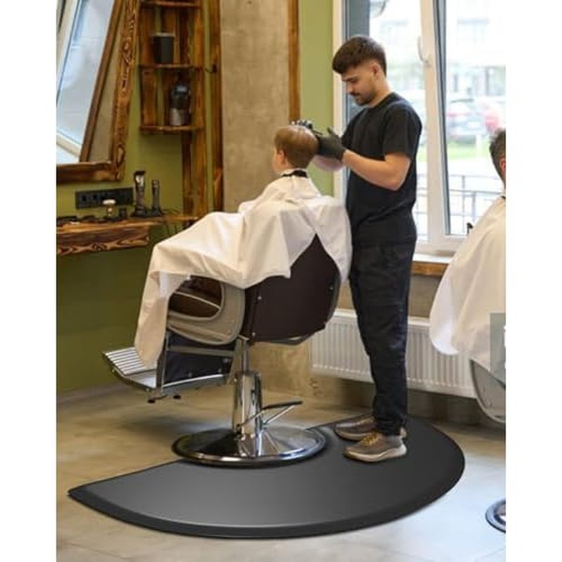 Artist hand 3 ft. x 5 ft. Barber Chair Mat Salon & Barber Shop Chair Anti-Fatigue Mats Comfort Salon Chair Mat,Semi Circle - 1/2 in. Thick,Black