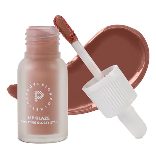 Profusion Cosmetics Lip Glaze Tinted Lip Gloss - Hydrating Lip Stain with Vitamins A & E, Buildable Color, Long Wearing Glossy Finish with Non-Sticky Formula, 7 Stunning Shades (Maple Glaze)