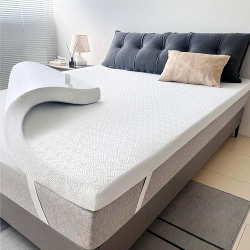 Full Size Memory Foam Mattress Topper 3 Inch Cooling Gel Support White Cover
