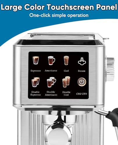 CUSIMAX Silver Espresso Machine with Steam Wand for Latte & Cappuccino
