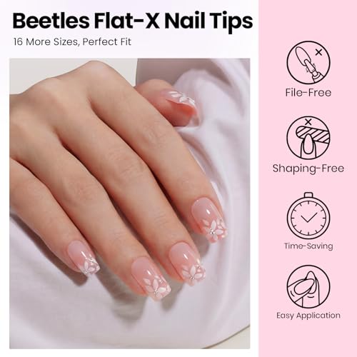 Beetles Gel Nail Kit with Short Square Tips & UV Lamp - 320pcs, DIY Manicure Set with Glue & Remover