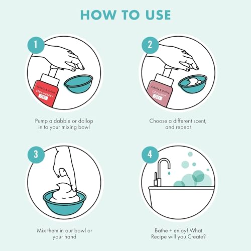 Dabble & Dollop USA Bundle, 3-in-1 Natural Bubble Bath, Body Wash & Shampoo for Kids, Paraben & Sulfate Free, Vegan, Tear-Free, Strawberry, Vanilla & Blueberry (Set of 3)