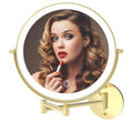 MIROAMZ 9-Inch Brushed Gold Wall Mounted Lighted Makeup Mirror, 1X/10X Magnification