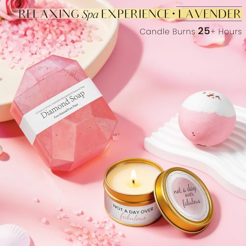 Pink Rose Birthday Gift Basket Set for Women - Spa & Self-Care Gifts
