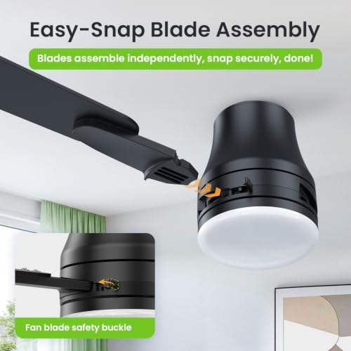 Black 42-Inch Ceiling Fan with Lights and Remote - Easy Assembly